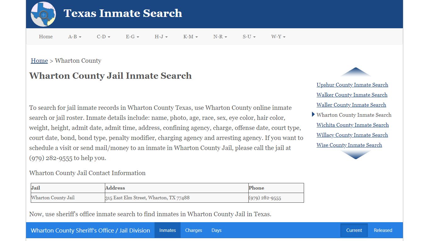 Wharton County Jail Inmate Search