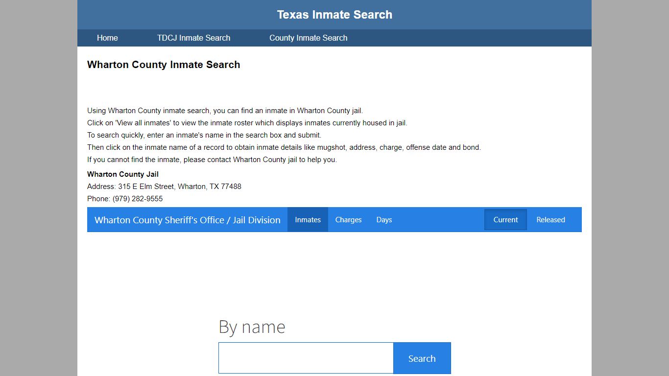 Wharton County Jail Inmate Search