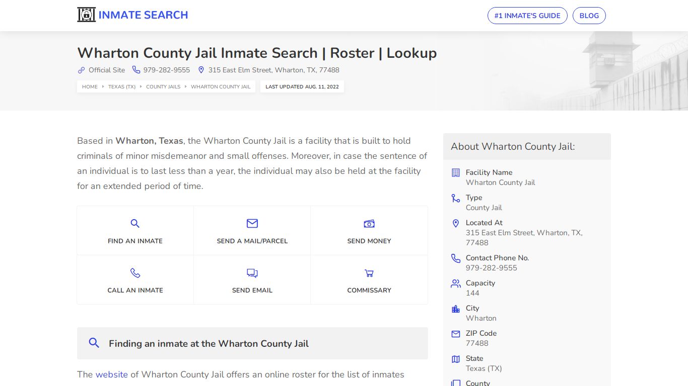 Wharton County Jail Inmate Search | Roster | Lookup